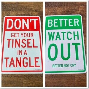Funny Christmas Humor Parking Sign Cardboard 8.5”x 12.5” Reversible 2 Sided